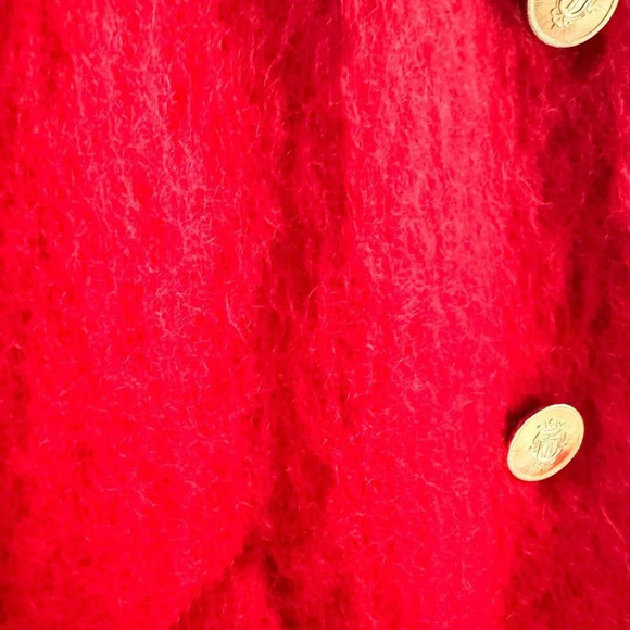 Vintage Bright Red Mohair Short Blazer Coat L - Picture 2 of 7